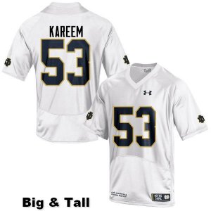 Notre Dame Fighting Irish Men's Khalid Kareem #53 White Under Armour Authentic Stitched Big & Tall College NCAA Football Jersey LWM5199EN